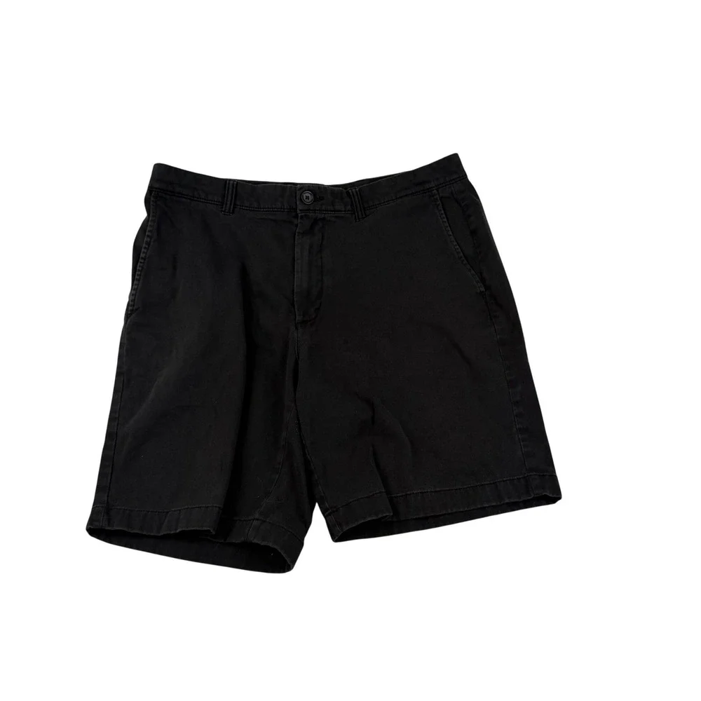 Roundtree & Yorke Mens Black Chino Shorts Cotton Stretch Size 34 Flat Front